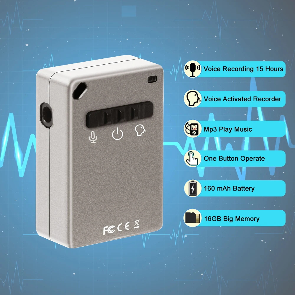 Digital Voice Recorder Activated Audio Sound Recorder Playback By 3.5mm USB Plug Earphone 12 Hours Recording 16GB Memory
Digital Voice Recorder Activated Audio Sound Recorder Playback By 3.5mm USB Plug Earphone 12 Hours Recording 16GB Memory