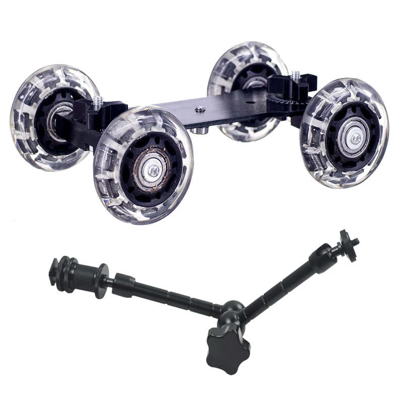 Tabletop Mobile Rolling Sliding Dolly Stabilizer Skater Slider Magic Arm DSLR Camera Rail Stand Photography Car
Tabletop Mobile Rolling Sliding Dolly Stabilizer Skater Slider Magic Arm DSLR Camera Rail Stand Photography Car