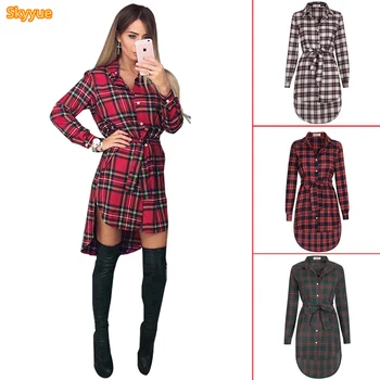 2020 Winter Red Plaid Dress Long sleeve Casual Hot Plaid Dress Shirt Bodycon Plus Size Cotton Plaid Mini Dress Party Vestidos
2020 Winter Red Plaid Dress Long sleeve Casual Hot Plaid Dress Shirt Bodycon Plus Size Cotton Plaid Mini Dress Party Vestidos
