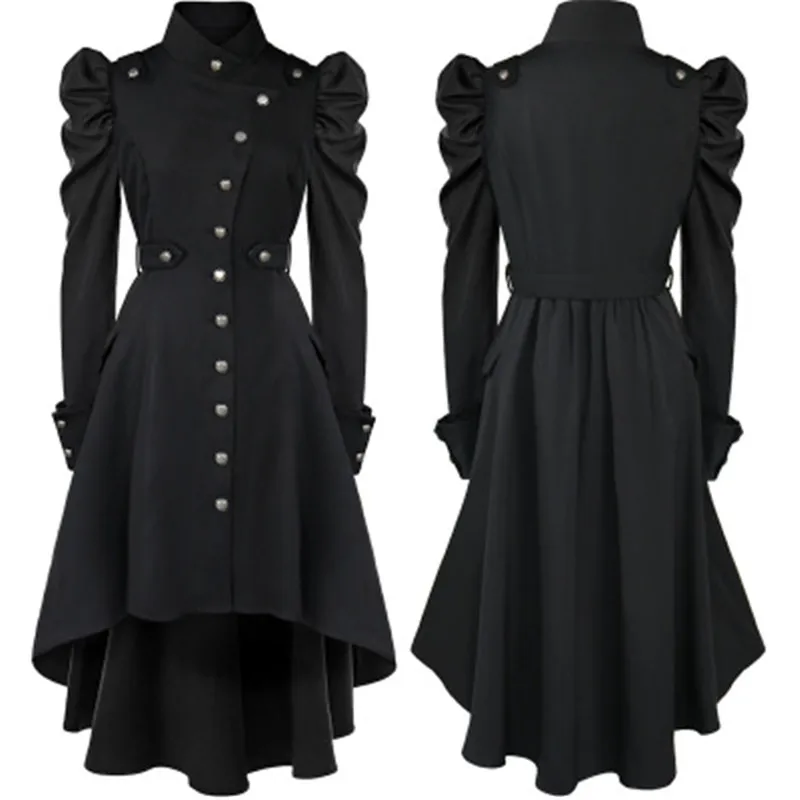Women Gothic Solid Jackets Female Elegant Single Breasted Long Coat Ladies Plus Size Button Military Style Long Dress
Women Gothic Solid Jackets Female Elegant Single Breasted Long Coat Ladies Plus Size Button Military Style Long Dress