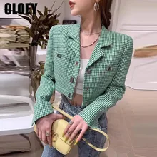 2021 Autumn New Vintage Houndstooth Plaid Jacket Short Coat Women Top Quality Turn-Down Collar Button Long Sleeve Outerwear Lady
2021 Autumn New Vintage Houndstooth Plaid Jacket Short Coat Women Top Quality Turn-Down Collar Button Long Sleeve Outerwear Lady