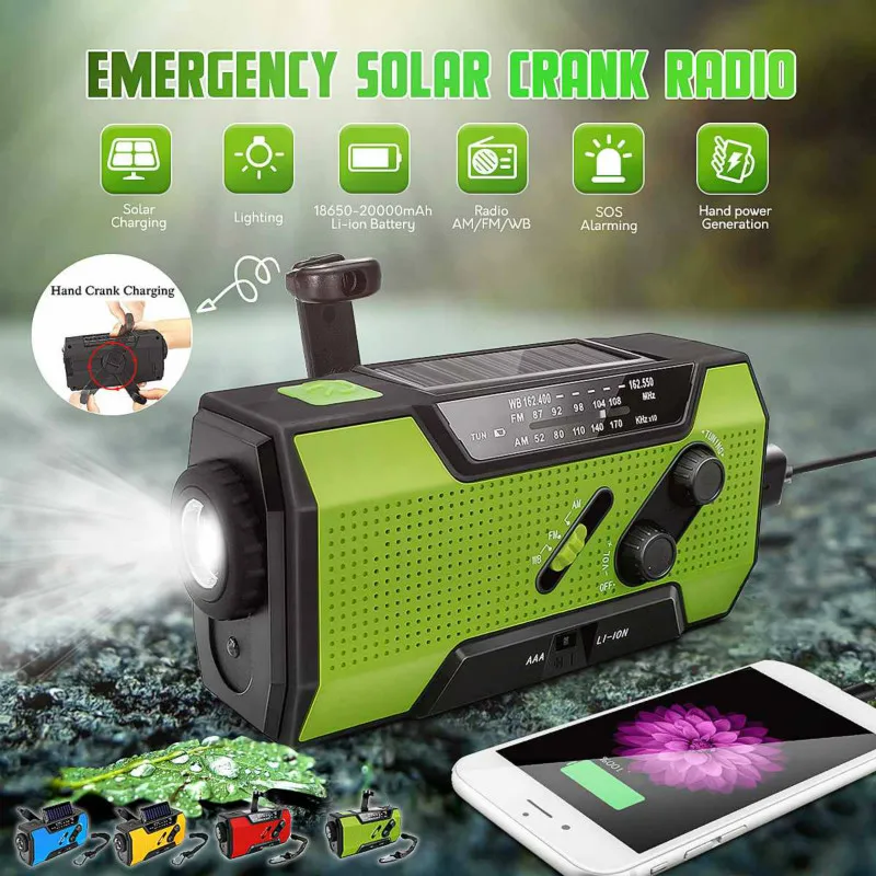 Outdoor Multi-function Emergency Radio Disaster Prevention Hand Crank Power Solar Flashlight Camping Leisure Tools
Outdoor Multi-function Emergency Radio Disaster Prevention Hand Crank Power Solar Flashlight Camping Leisure Tools