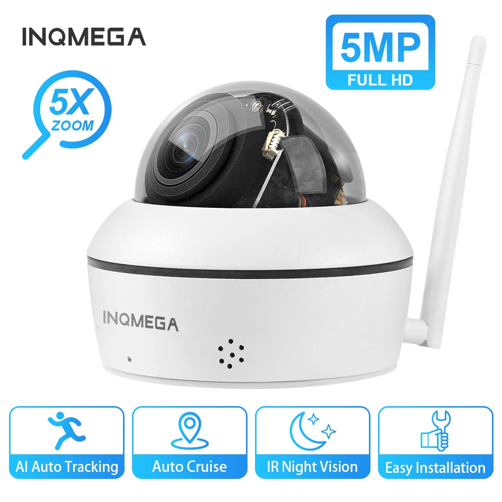 INQMEGA 5MP PTZ IP Camera POE 5x Zoom Mini H.265 IP67 IK10 P2P Wall Mount Bracket CCTV Outdoor Security Video Dome Camera
INQMEGA 5MP PTZ IP Camera POE 5x Zoom Mini H.265 IP67 IK10 P2P Wall Mount Bracket CCTV Outdoor Security Video Dome Camera
