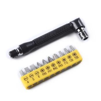 

11 in 1 L-shape Iron Hex Socket Wrench Screwdriver Set 1/4" Double End Tubular Angled Spanner Perforated Hand Repair Tool