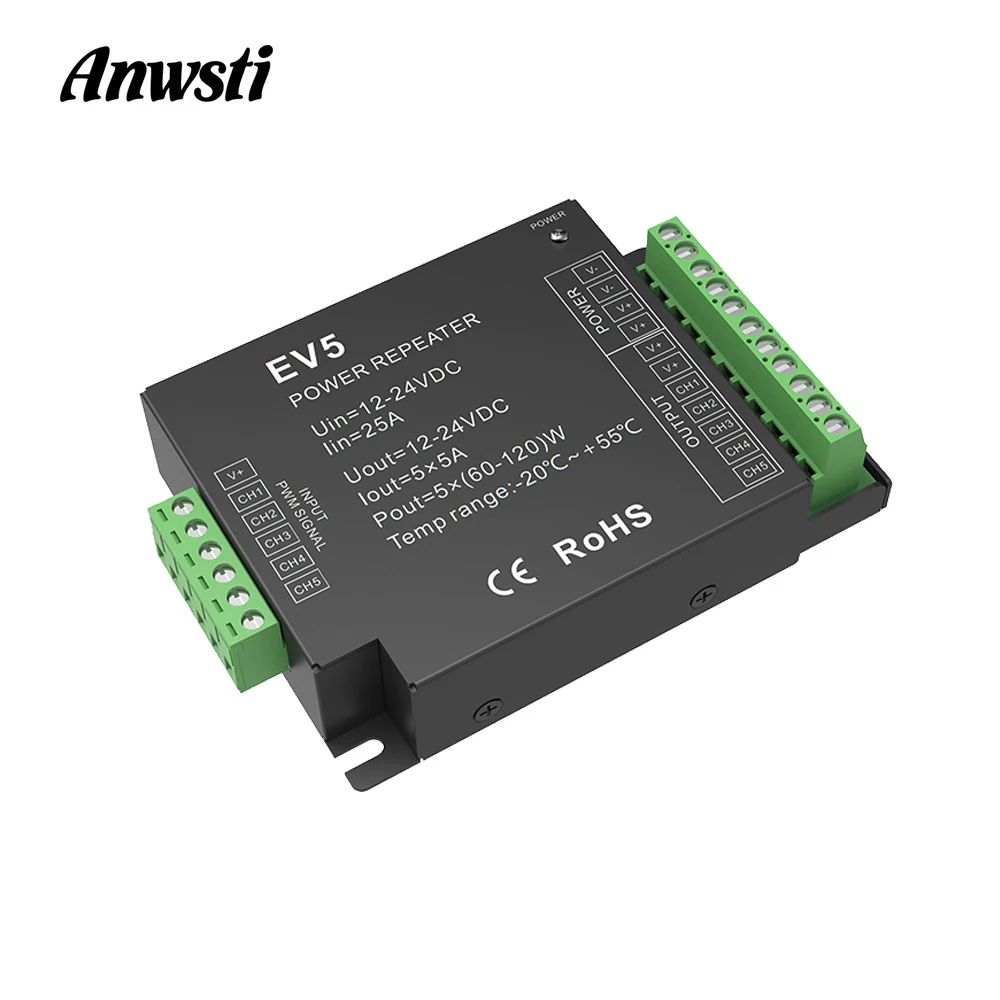 RGBWW Power Repeater 12V 24V DC 5 Channel 25A Constant Voltage PWM RGBCCT RGBW RGB LED Amplifier EV5 for 5CH LED Strip Light
RGBWW Power Repeater 12V 24V DC 5 Channel 25A Constant Voltage PWM RGBCCT RGBW RGB LED Amplifier EV5 for 5CH LED Strip Light