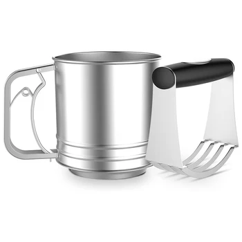 Sifter for Baking Stainless Steel,4 Wire Agitator Rotary Hand Crank Professional Pastry Cutter-Dough Blender Included
Sifter for Baking Stainless Steel,4 Wire Agitator Rotary Hand Crank Professional Pastry Cutter-Dough Blender Included