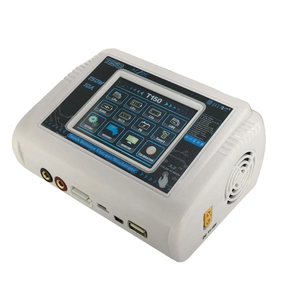 HTRC T150 3.2" 150W 10A AC/DC 1-6S Professional Multi-functional Touching Screen Battery Balance Chargers/Discharger Device
HTRC T150 3.2" 150W 10A AC/DC 1-6S Professional Multi-functional Touching Screen Battery Balance Chargers/Discharger Device