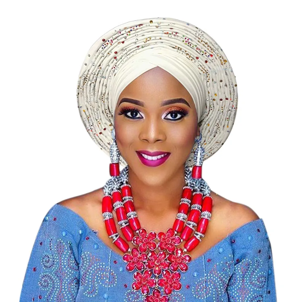 African auto gele headtie nigerian headwrap for wedding party (5)