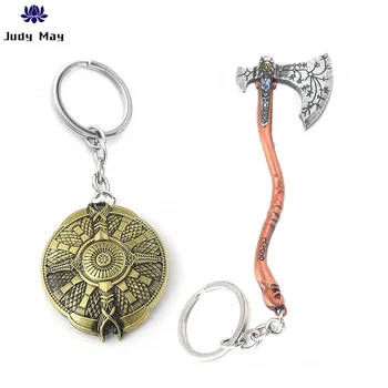 Fashion God Of War 4 Kratos Axe Keychains Exquisite Crystal Carved pattern Axe Pendant key holder Souvenir Keychain Toys
Fashion God Of War 4 Kratos Axe Keychains Exquisite Crystal Carved pattern Axe Pendant key holder Souvenir Keychain Toys