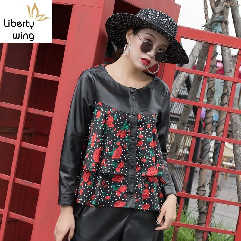 2020 Female New Flower Printed Sheepskin Jackert Loose Sheep Leather Overcoat Round Collar Fashion Patchwork Chiffon Shirt
2020 Female New Flower Printed Sheepskin Jackert Loose Sheep Leather Overcoat Round Collar Fashion Patchwork Chiffon Shirt