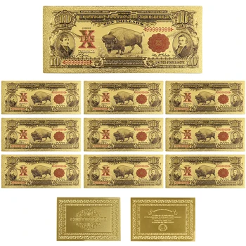 1901 Year Colorful USA Banknotes 10 Dollar Bill Banknotes Gold Plated Fake Money Beautiful Decor and Collection Bank Notes
1901 Year Colorful USA Banknotes 10 Dollar Bill Banknotes Gold Plated Fake Money Beautiful Decor and Collection Bank Notes