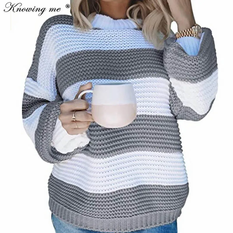 Loose Knitted Sweater Women Jumpers Long Sleeve Woman Pullovers Sweaters Casual 2020 Autumn Winter Color Block Striped Sweater
Loose Knitted Sweater Women Jumpers Long Sleeve Woman Pullovers Sweaters Casual 2020 Autumn Winter Color Block Striped Sweater