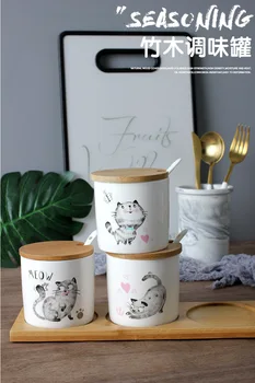 Cute Cat Ceramic Seasoning Jar with Bamboo Lid and Base,3pcs Seasoning Bottle Set,with Spoon,White/pink,250ml / Pcs
Cute Cat Ceramic Seasoning Jar with Bamboo Lid and Base,3pcs Seasoning Bottle Set,with Spoon,White/pink,250ml / Pcs