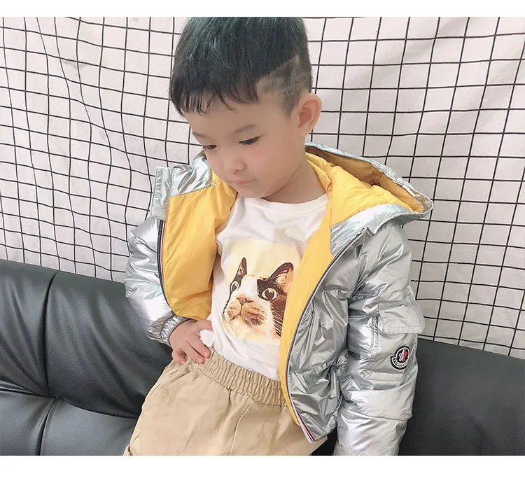 Winter Jacket For Girls Boys Coats Jacket Kids Fashion Down Cotton Coat Waterproof Snowsuit Pink Gold Silver Jacket Hooded Parka