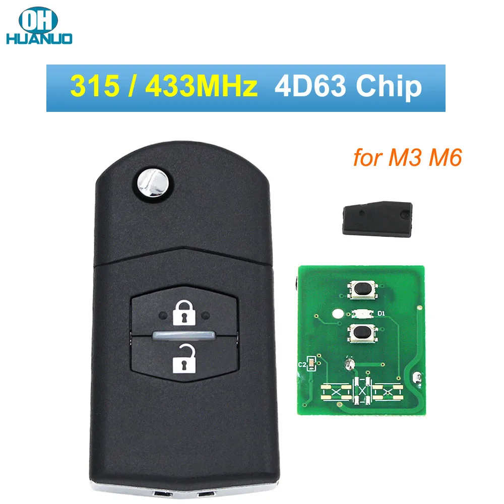 2 кнопки дистанционного управления автомобильный ключ брелок 315/433 МГц с чипом 4D63