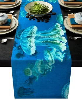 Marine Animal Blue Jellyfish Linen Cotton Table Runner Wedding Party Table Runners Dining Room Restaurant Tablecloth
Marine Animal Blue Jellyfish Linen Cotton Table Runner Wedding Party Table Runners Dining Room Restaurant Tablecloth