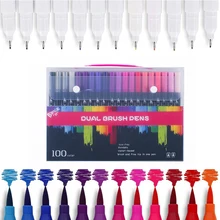 48/60/72/100 cores dos pces highlighter escova caneta caligrafia escova ponta marcador de feltro ponta arte suprimentos para desenho(China)