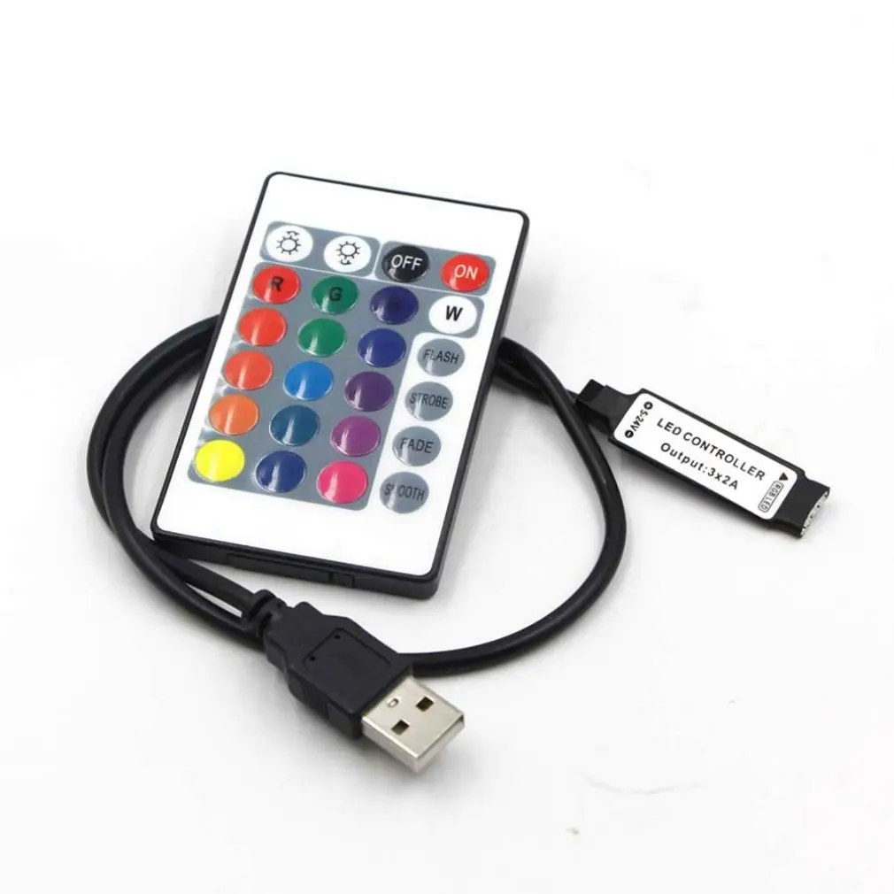 Infrared 24-key Mini USB LED Strip Light Strip Simple 5-24V USB RGB Controller Light Control Convenient
Infrared 24-key Mini USB LED Strip Light Strip Simple 5-24V USB RGB Controller Light Control Convenient