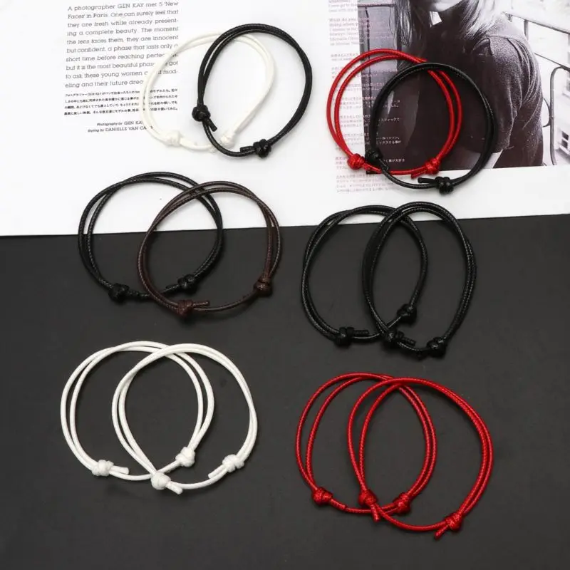 2Pcs Handmade Braided Leather Basic String Charm Beading Wristband Leather Couple Bracelets Adjustable Size for Him Her
2Pcs Handmade Braided Leather Basic String Charm Beading Wristband Leather Couple Bracelets Adjustable Size for Him Her