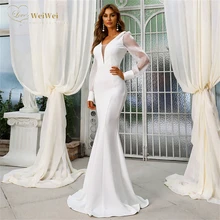 White Mermaid Evening Dress Satin Wedding Gowns Deep V Neck Long Sleeve Women Dress Formal Dress Party Dress Vestidos De Fiesta
White Mermaid Evening Dress Satin Wedding Gowns Deep V Neck Long Sleeve Women Dress Formal Dress Party Dress Vestidos De Fiesta