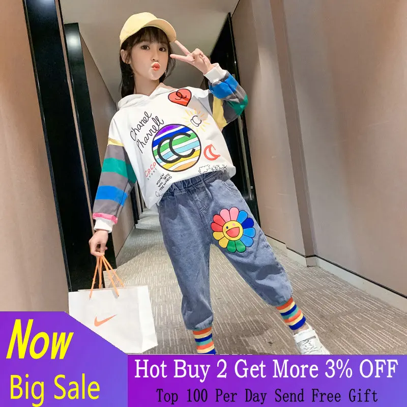 Kids Girl Classic Letter Sweater Jeans Sports Sets 2021 Spring Autumn New Korean Cute Beauty Teenage Child Costume 12 13 Year
Kids Girl Classic Letter Sweater Jeans Sports Sets 2021 Spring Autumn New Korean Cute Beauty Teenage Child Costume 12 13 Year