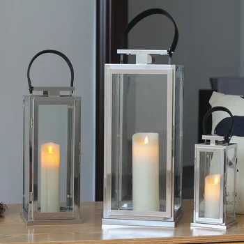 Nordic Large Silver Candle Holder Metal Wind Lamp Leather Handle Stainless Steel Glass Candlestick Wedding Decoration Gift FC437
Nordic Large Silver Candle Holder Metal Wind Lamp Leather Handle Stainless Steel Glass Candlestick Wedding Decoration Gift FC437