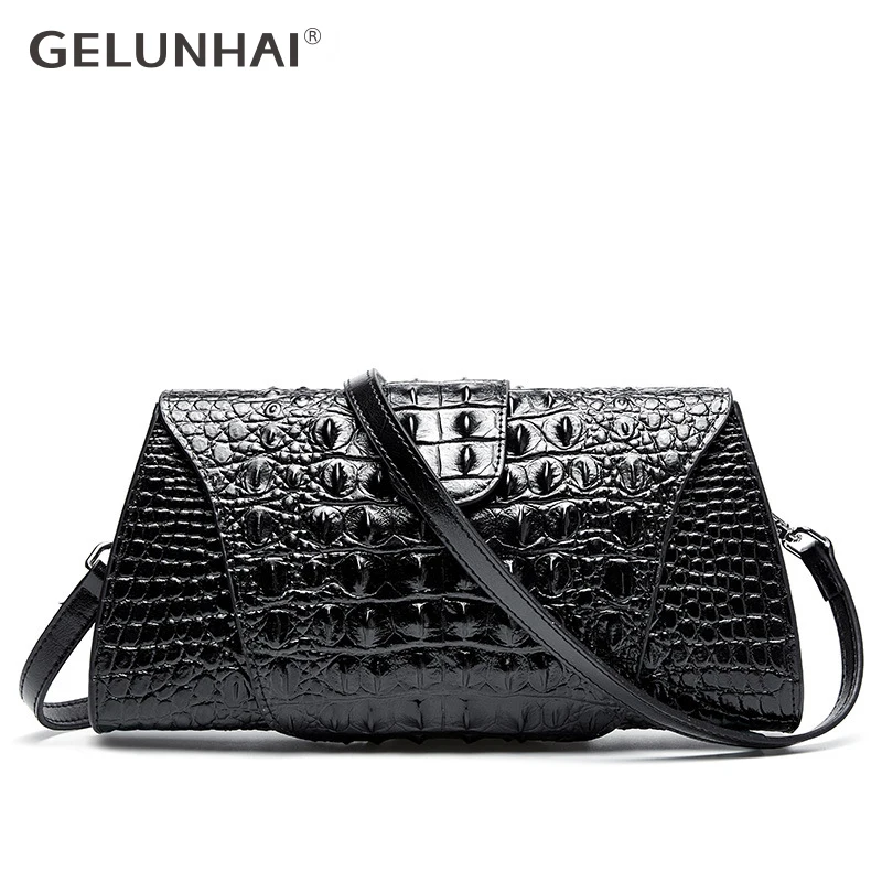 Luxury Brand Women's Messenger Bag Genuine Leather Shoulder Bag Fashion Crocodile Stria Cowhide Mom Mini Handbag Envelope Clutch 
Luxury Brand Women's Messenger Bag Genuine Leather Shoulder Bag Fashion Crocodile Stria Cowhide Mom Mini Handbag Envelope Clutch