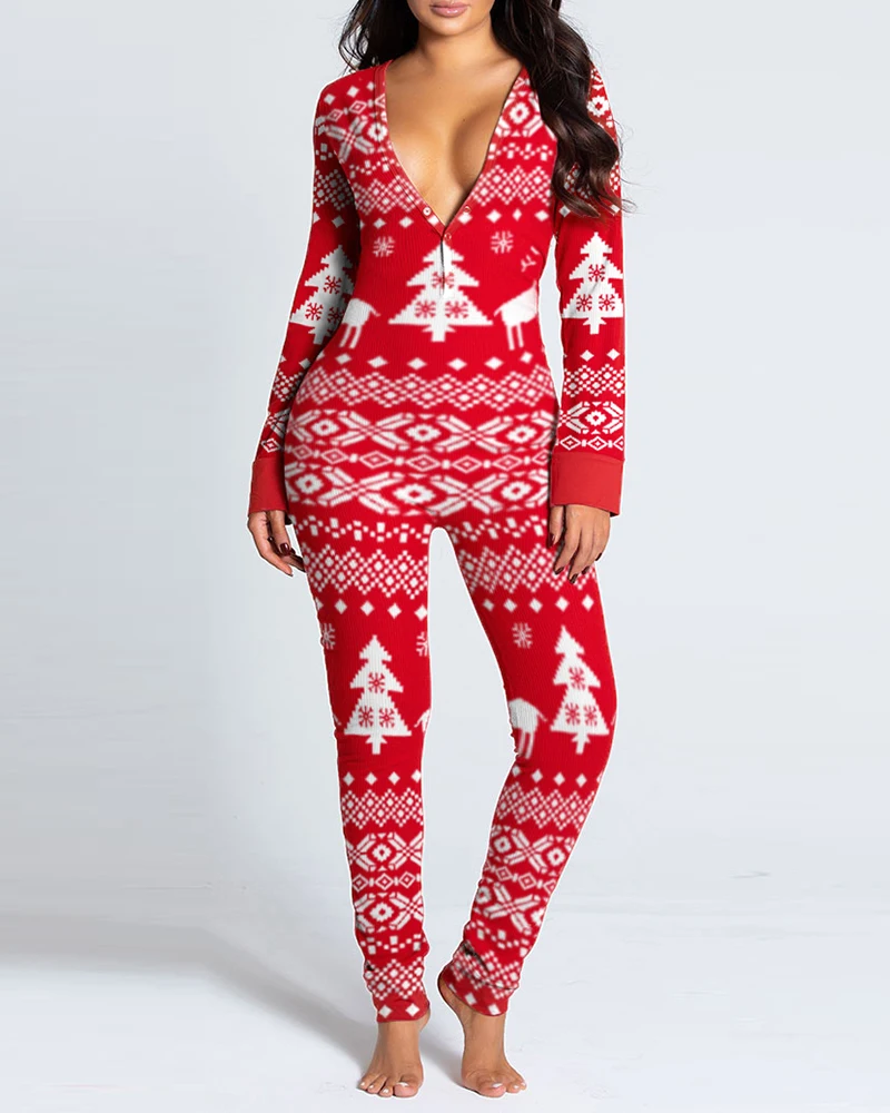 2021 New Functional Buttoned Flap Adults Sleepwear Pajamas One Piece Christmas Red Long Sleeve Homewear Festive Female Jumpsuit
2021 New Functional Buttoned Flap Adults Sleepwear Pajamas One Piece Christmas Red Long Sleeve Homewear Festive Female Jumpsuit