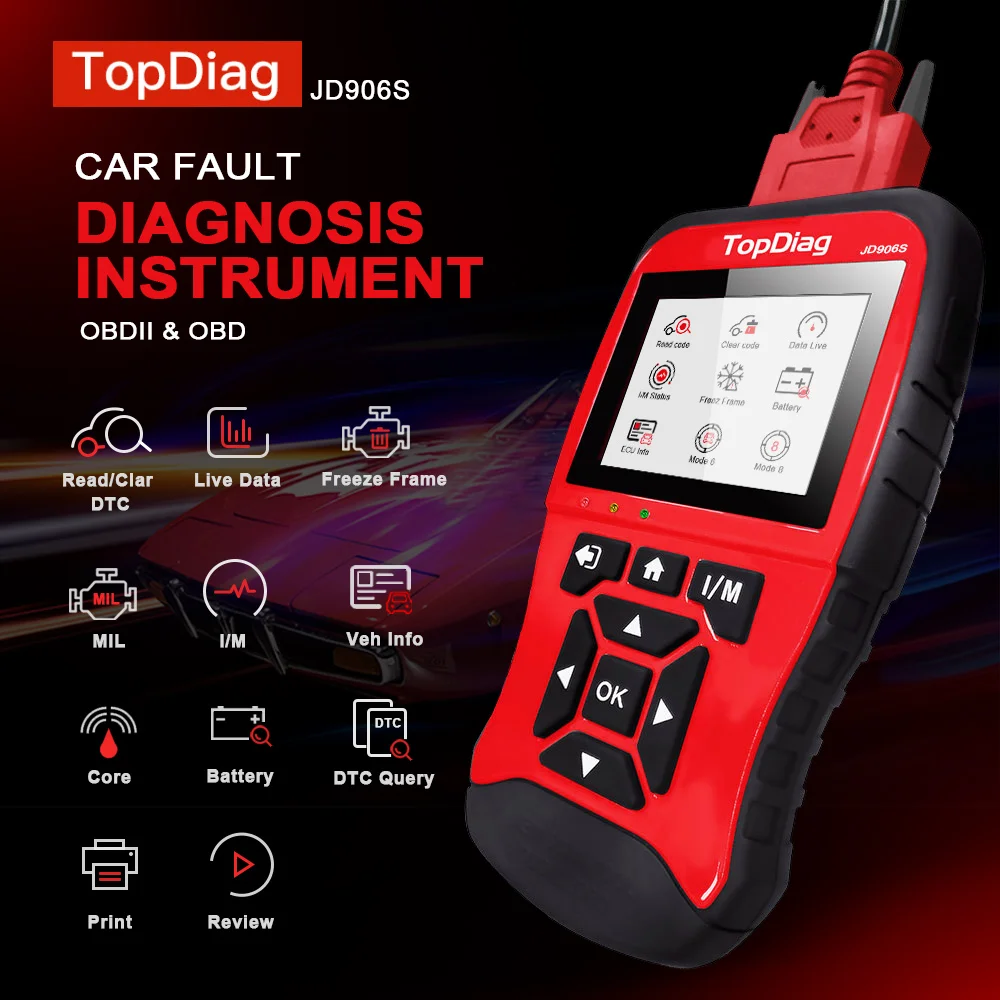 TopDiag OBD2 Scanner Car Fault Diagnostic Tool Battery Test Scanner Code Clear Fault Code Color Screen HD Display Engine Scanne
TopDiag OBD2 Scanner Car Fault Diagnostic Tool Battery Test Scanner Code Clear Fault Code Color Screen HD Display Engine Scanne
