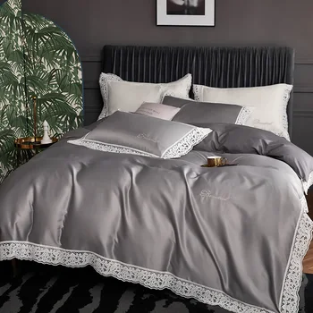 Luxury Euro satin bedline best cotton 4pcs 60s silk lace duvet cover pillowcase bed sheet Boho wedding gift comforter set
Luxury Euro satin bedline best cotton 4pcs 60s silk lace duvet cover pillowcase bed sheet Boho wedding gift comforter set