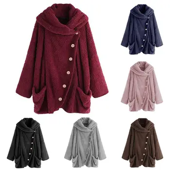 Fashion Women Winter Solid Color Single Breasted Pocket Warm Plush Sweater Coat Diagonal single breasted and big pocket design
Fashion Women Winter Solid Color Single Breasted Pocket Warm Plush Sweater Coat Diagonal single breasted and big pocket design