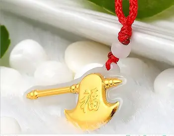 Hot sale gold inlaid jadees axe pendant jades collection lucky birthday gift + chain free shipping 
Hot sale gold inlaid jadees axe pendant jades collection lucky birthday gift + chain free shipping