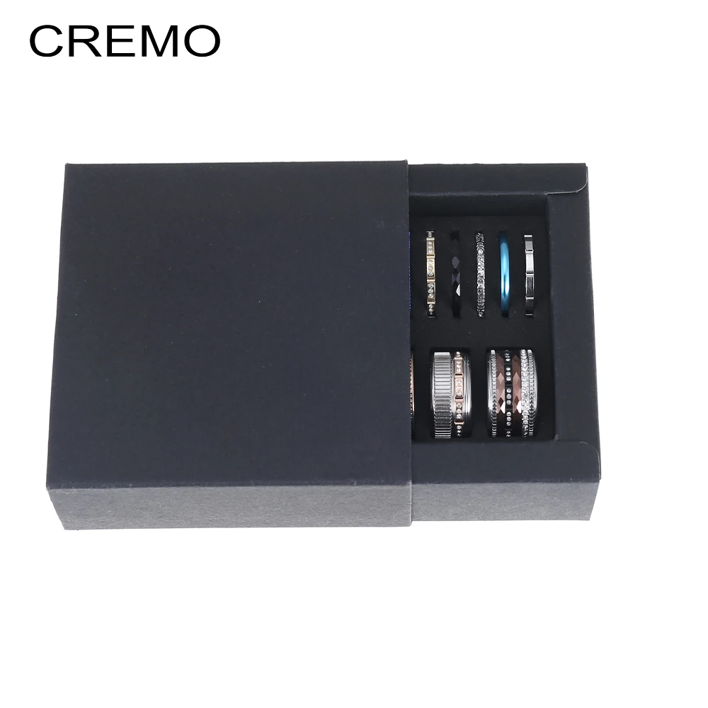 

Cremo Stackable Stainless Steel Ring Set interchangeable Accessories Femme Bijoux Bague Fashion Rings Jewelry Box