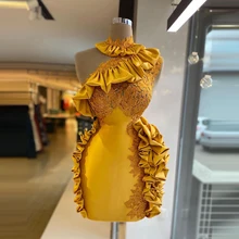 Elegant Yellow Aso Ebi Short Prom Dresses Sleeveless Ruffles Satin New Designer Mini Length Evening Dressing Gowns Custom Made
Elegant Yellow Aso Ebi Short Prom Dresses Sleeveless Ruffles Satin New Designer Mini Length Evening Dressing Gowns Custom Made