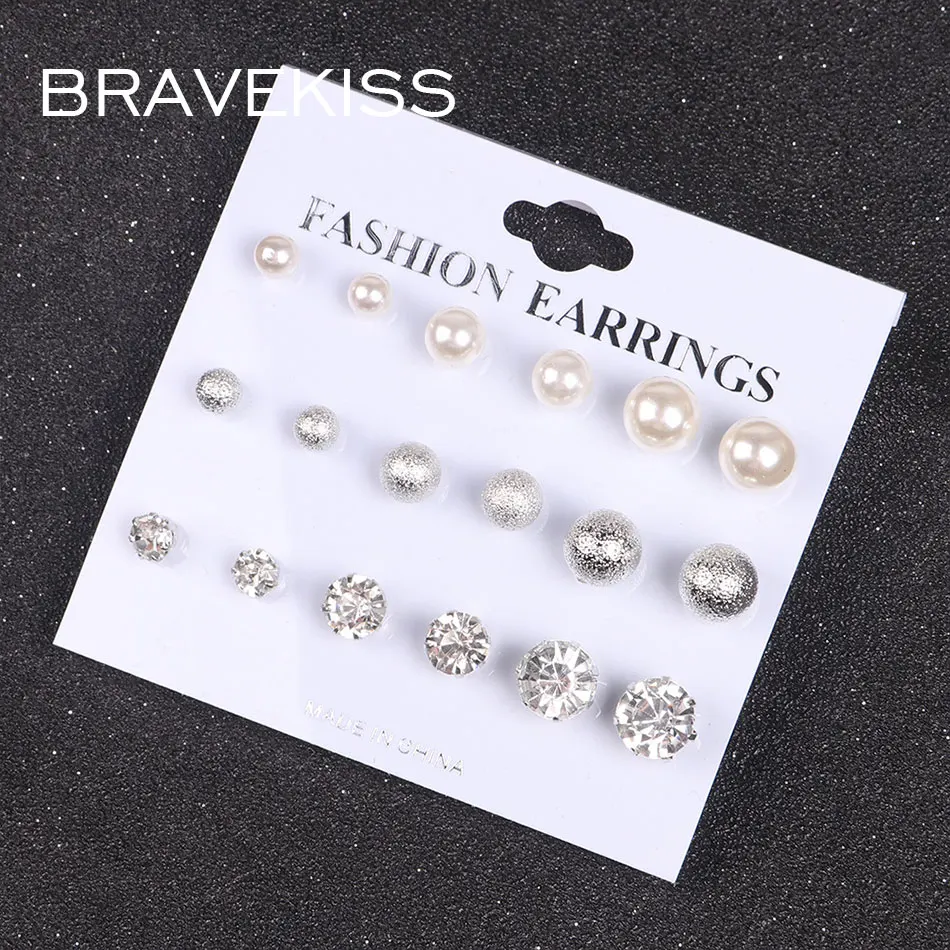 BRAVEKISS 9 Pairs Set of Earrings Pearl Cubic Zircon Earring Set Retro Stud Earrings Cute Fashion Jewelry for Women New BPE1510
BRAVEKISS 9 Pairs Set of Earrings Pearl Cubic Zircon Earring Set Retro Stud Earrings Cute Fashion Jewelry for Women New BPE1510