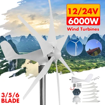 6000W 12V/24V 3/5/6 Blades Vertical Axis Wind Generator Wind Turbine Generator Windmill Energy Turbine Charge for Home Camping
6000W 12V/24V 3/5/6 Blades Vertical Axis Wind Generator Wind Turbine Generator Windmill Energy Turbine Charge for Home Camping