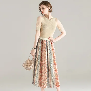 T205051 Suit Female 2020 Season Women's Wear Knitting Top Pleated Skirt Two-piece Set 
T205051 Suit Female 2020 Season Women's Wear Knitting Top Pleated Skirt Two-piece Set