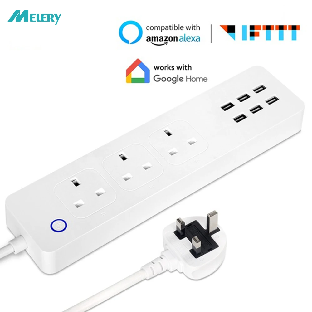 Smart WiFi Power Strip 3 UK Plug Outlets Socket with USB 1.8m/5Ft Extension Cord Homekit Work with Alexa Google Home Assistant
Smart WiFi Power Strip 3 UK Plug Outlets Socket with USB 1.8m/5Ft Extension Cord Homekit Work with Alexa Google Home Assistant