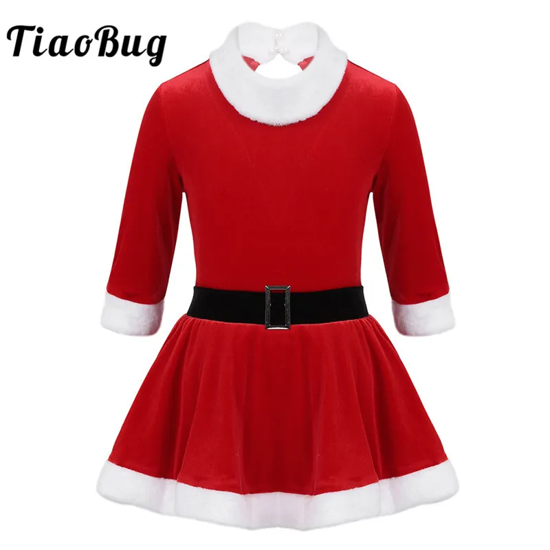 TiaoBug Kids Santa Christmas Costume Stage Performance Dance Wear 3/4 Sleeves Velvet Girls Ballet Leotard Figure Skating Dress 
TiaoBug Kids Santa Christmas Costume Stage Performance Dance Wear 3/4 Sleeves Velvet Girls Ballet Leotard Figure Skating Dress