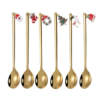 6PCS Stainless Steel Christmas Coffee Spoon Teaspoon Gold Silver Santa Claus Cute Xmas Gift New Year Kitchen Dining Tableware
6PCS Stainless Steel Christmas Coffee Spoon Teaspoon Gold Silver Santa Claus Cute Xmas Gift New Year Kitchen Dining Tableware