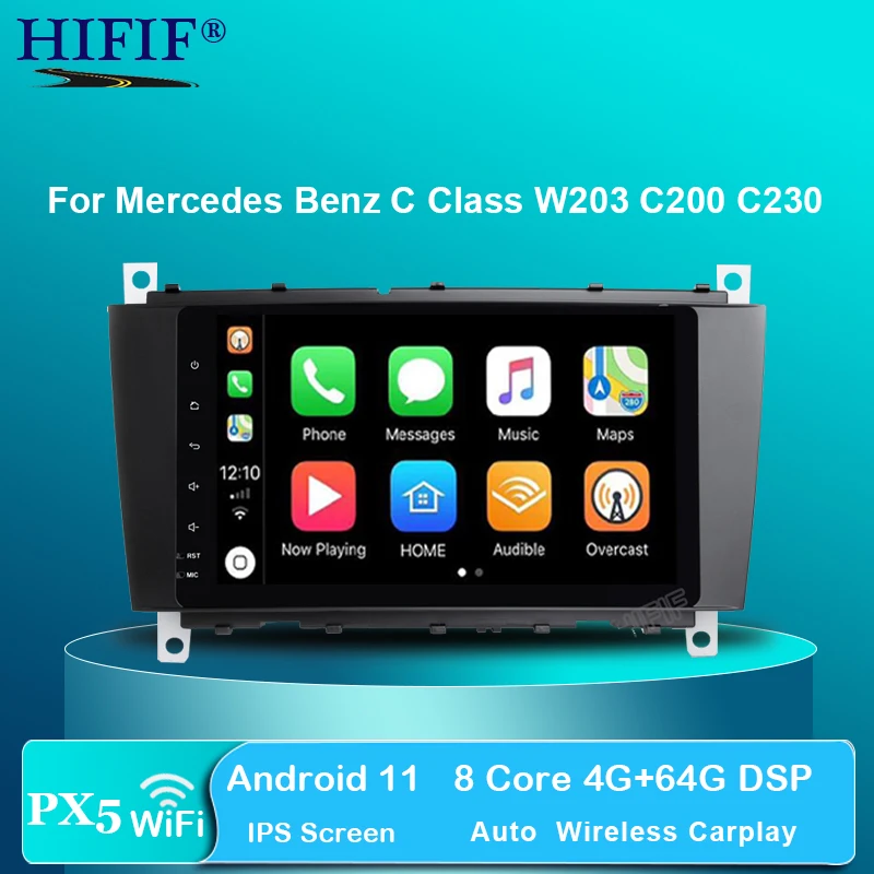 Фото IPS Octa Core 4GB RAM Android 11 автомобильный радиоплеер радио для Mercedes Benz C CLK CLS CLC Class W203 W209 | Автомагнитолы (33033761499)