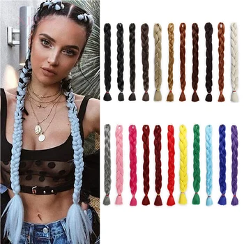 

XJBB Synthetic Braids In Jumbo Braiding Hair 165g/Pack Kanekalon Black Blonde Gray Blue Crochet False Hair Extensions