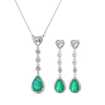 Luxury 925 Sterling Silver Created Moissanita Emerald Gemstone Earrings/Necklace Wedding Engagement Jewelry Sets Wholesale
Luxury 925 Sterling Silver Created Moissanita Emerald Gemstone Earrings/Necklace Wedding Engagement Jewelry Sets Wholesale