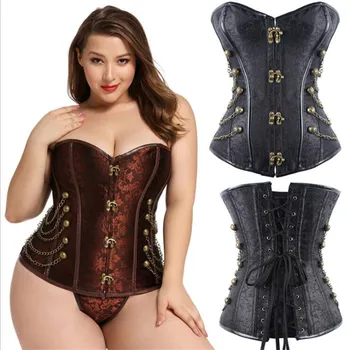 Vintage Black Brown Brocade Steampunk Corset Gothic Clothing Steel Boned Underbust Corsets Bustiers Punk Korsett For Women Sexy 
Vintage Black Brown Brocade Steampunk Corset Gothic Clothing Steel Boned Underbust Corsets Bustiers Punk Korsett For Women Sexy