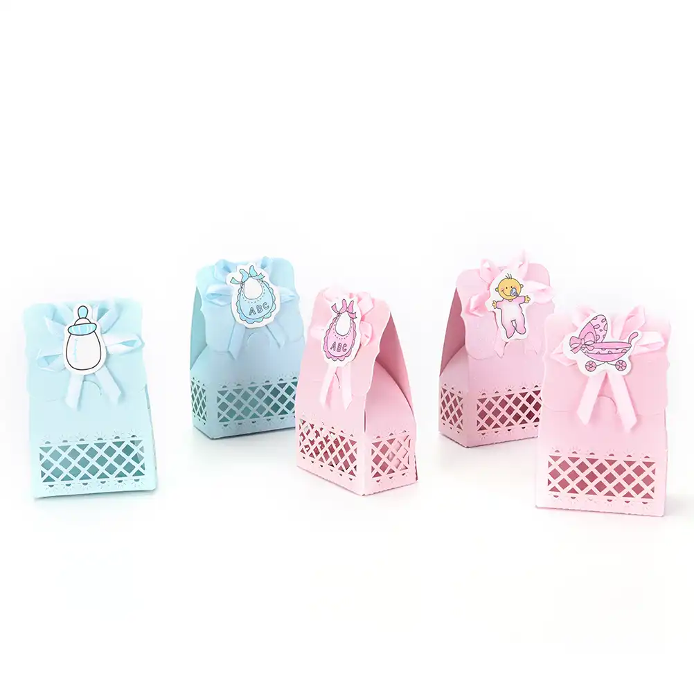 12pcs cute boy and girl paper baptism baby shower candy box
