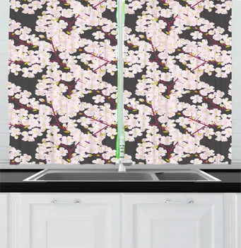 Grey Baby Pink Cherry Blossom Kitchen Curtains Japanese Asian Botanical Pattern Floral Branches Continuous Pattern Window Drape
Grey Baby Pink Cherry Blossom Kitchen Curtains Japanese Asian Botanical Pattern Floral Branches Continuous Pattern Window Drape