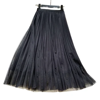 2020 New Spring Summer Skirts Womens Beading Mesh Tulle Skirt Women Elastic High Waist A Line Mid Calf Long Pleated Midi Skirt
2020 New Spring Summer Skirts Womens Beading Mesh Tulle Skirt Women Elastic High Waist A Line Mid Calf Long Pleated Midi Skirt