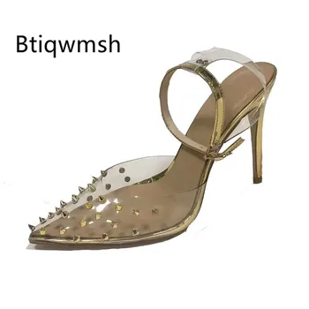 2020 Spike Pvc Sandals Women Pointed Toe Gold Rivet Ankle Strap High Heel Shoes Woman Sexy Wedding Shoes
2020 Spike Pvc Sandals Women Pointed Toe Gold Rivet Ankle Strap High Heel Shoes Woman Sexy Wedding Shoes