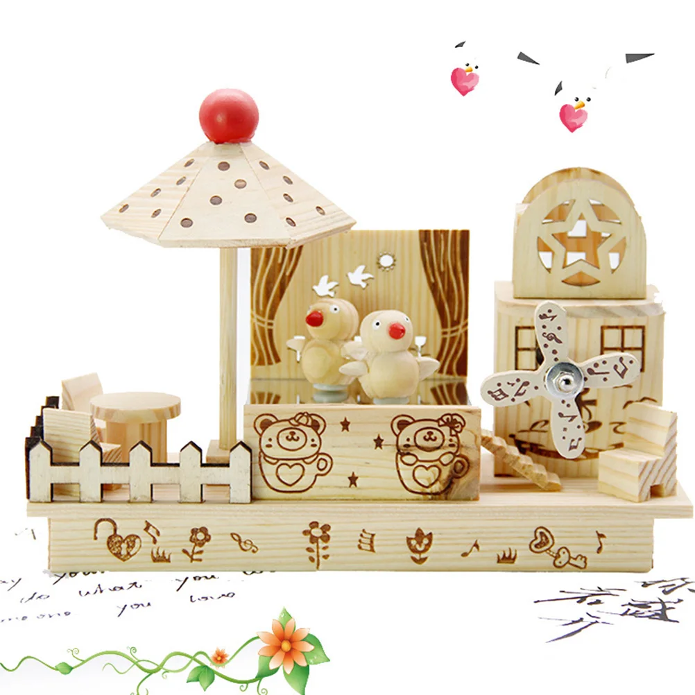 1pc music box melody box crafts ornaments wooden crafts for home