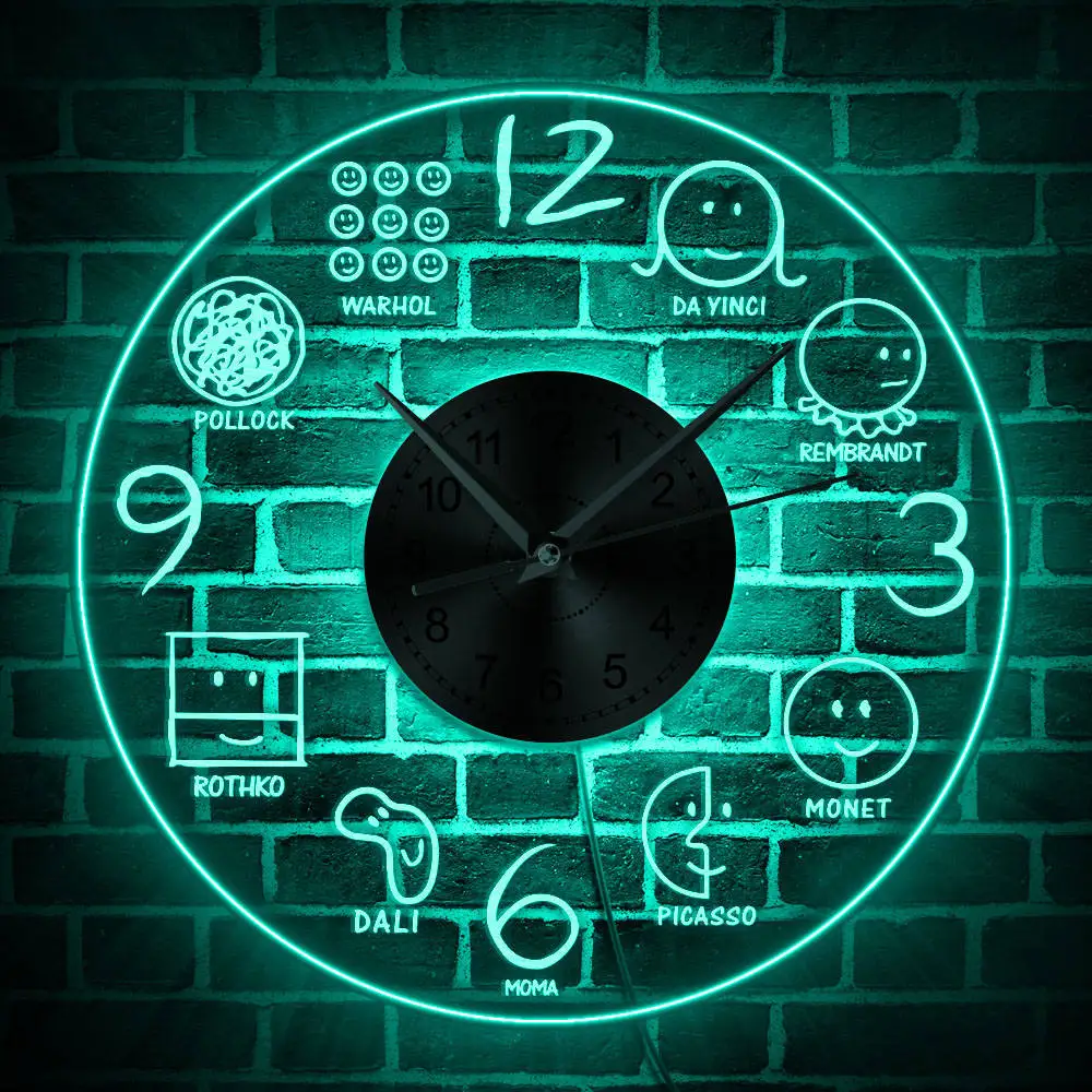 History Of Art in Smiley Face Decorative Wall Light Artist LED backlight Wall Clock Da Vinci Monet Picasso Dali Art lovers Gift
History Of Art in Smiley Face Decorative Wall Light Artist LED backlight Wall Clock Da Vinci Monet Picasso Dali Art lovers Gift